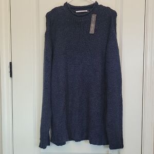 NWT Women Large Oversized Navy Knit Sweater By Linea Dome